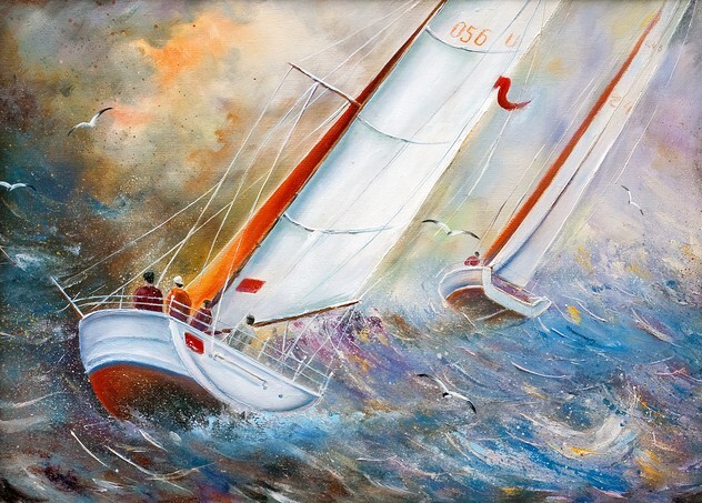 Sea regatta at a gale